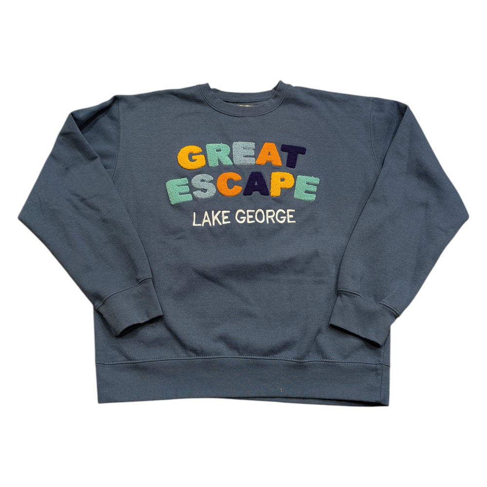 Six Flags Great Escape Colorful Raised Lettering Crewneck Sweatshirt